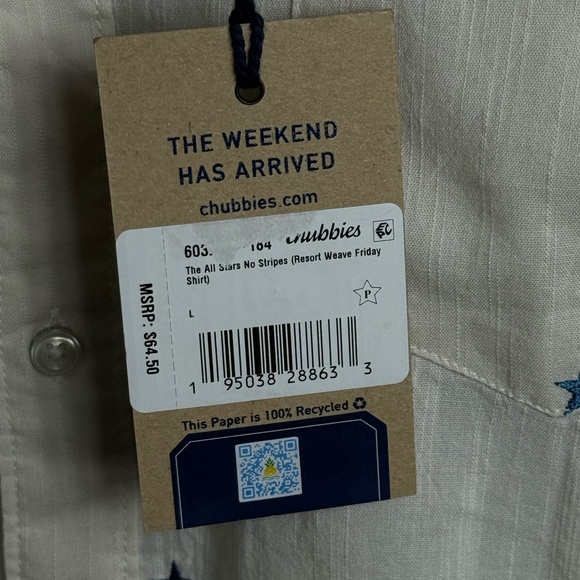 Chubbies White Shirt with Red and Blue Star Print - Picture 7 of 7